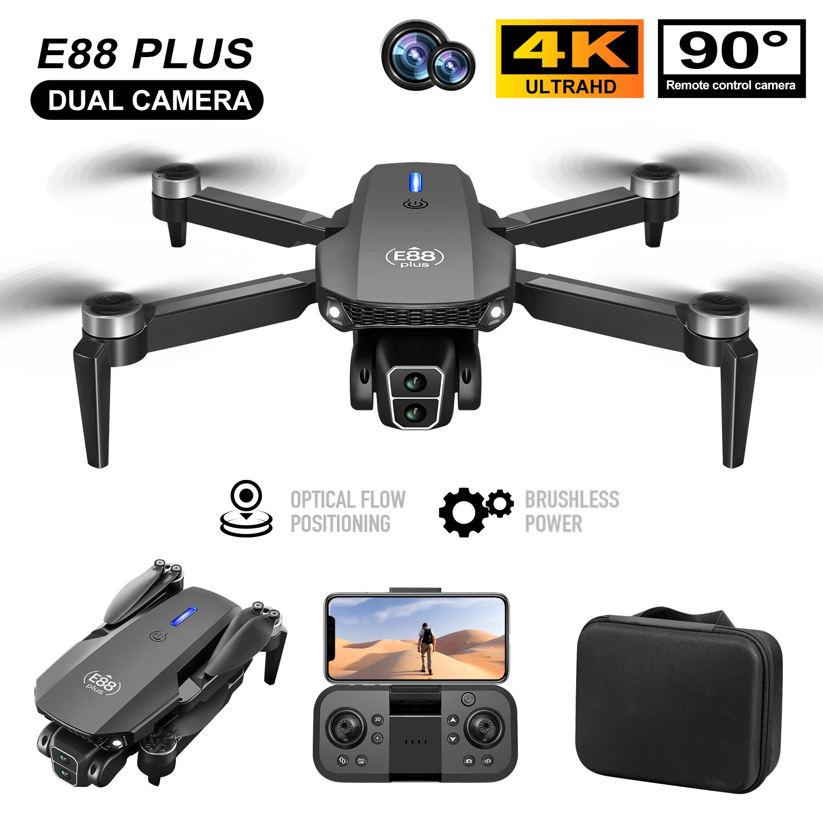 Drone Gimbal Brushless - Nuevo Dron cuadricóptero E88 Plus: 90